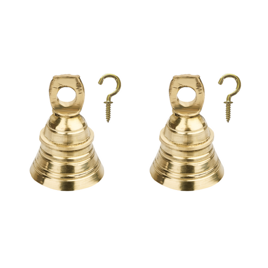 Tanjori Brass Bells for Pooja Room with J Hooks