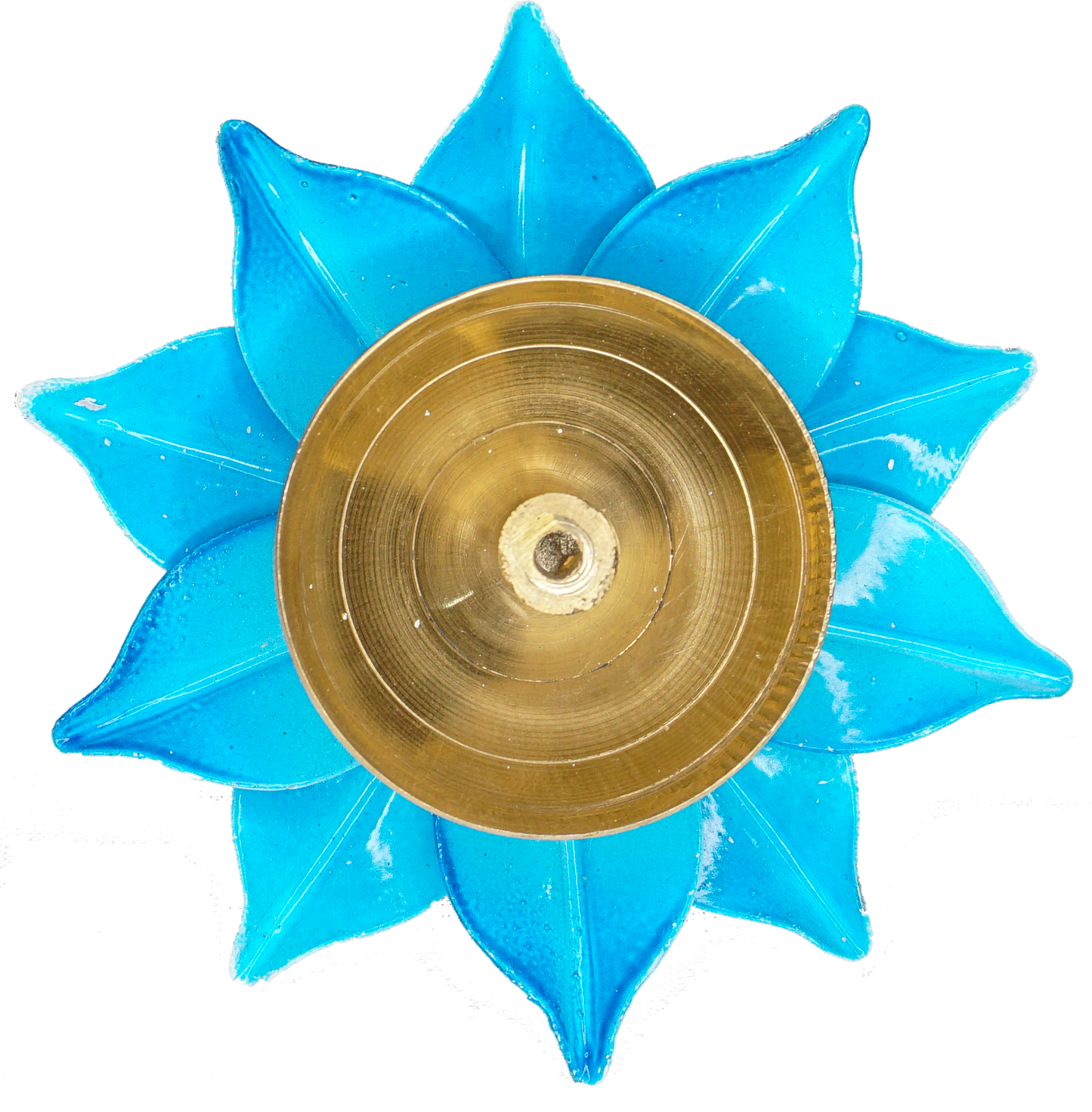 Blue Brass Lotus Diya (3 Inch) - Traditional Pooja Lamp