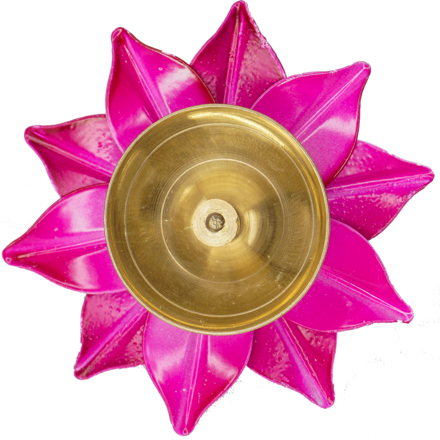 Pink Brass Lotus Diya (4 Inch) - Traditional Pooja Lamp