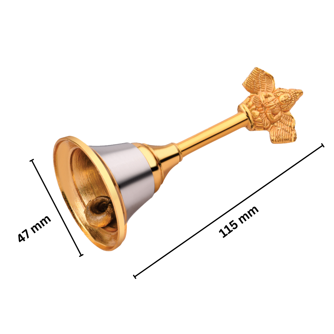 Hand Bell Silver Gold Finish 5 x 2 Inch Bell