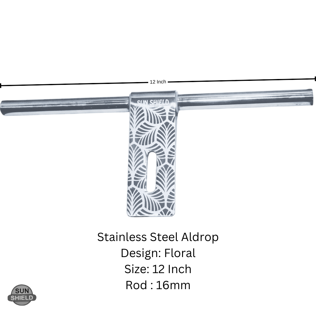 12 Inch Stainless Steel Aldrop (Door Bolt) - Floral Design, SS Finish