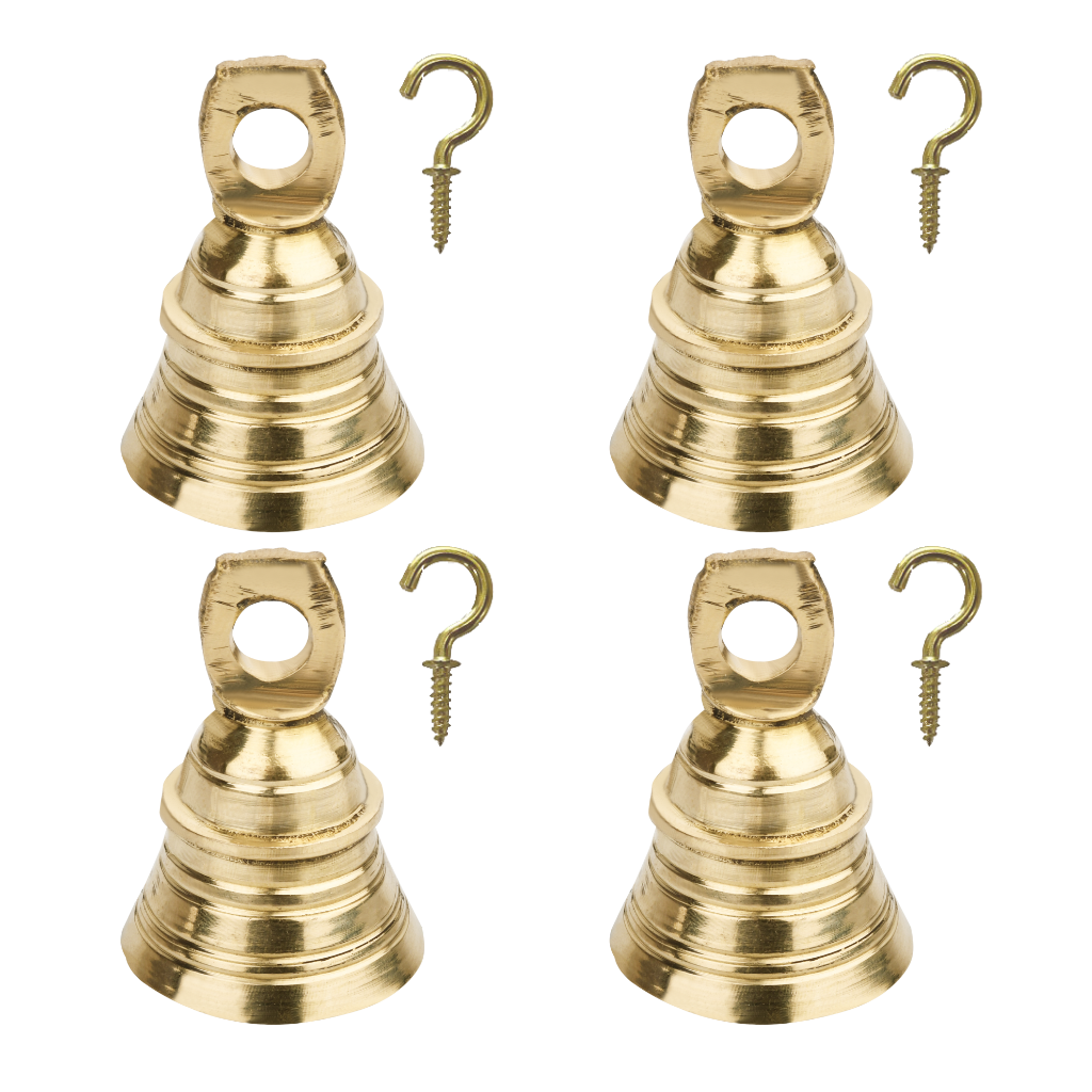 Tanjori Brass Bells for Pooja Room with J Hooks