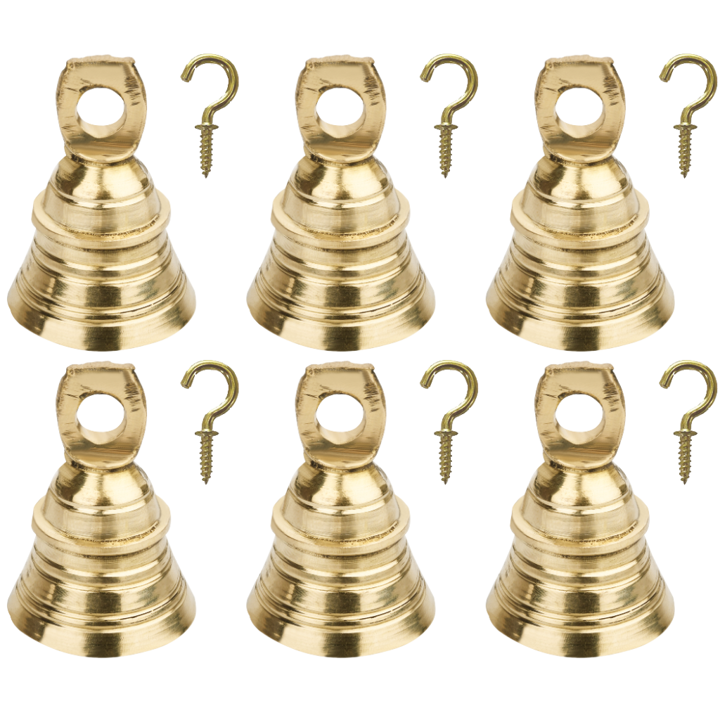 Tanjori Brass Bells for Pooja Room with J Hooks