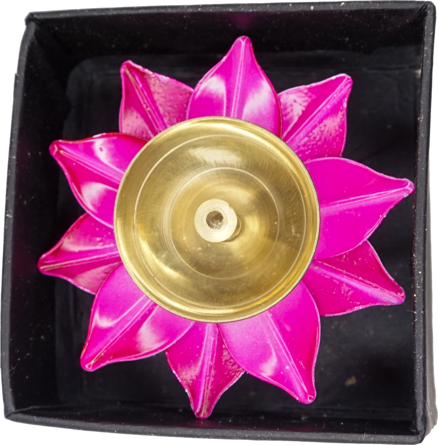 Pink Brass Lotus Diya (4 Inch) - Traditional Pooja Lamp