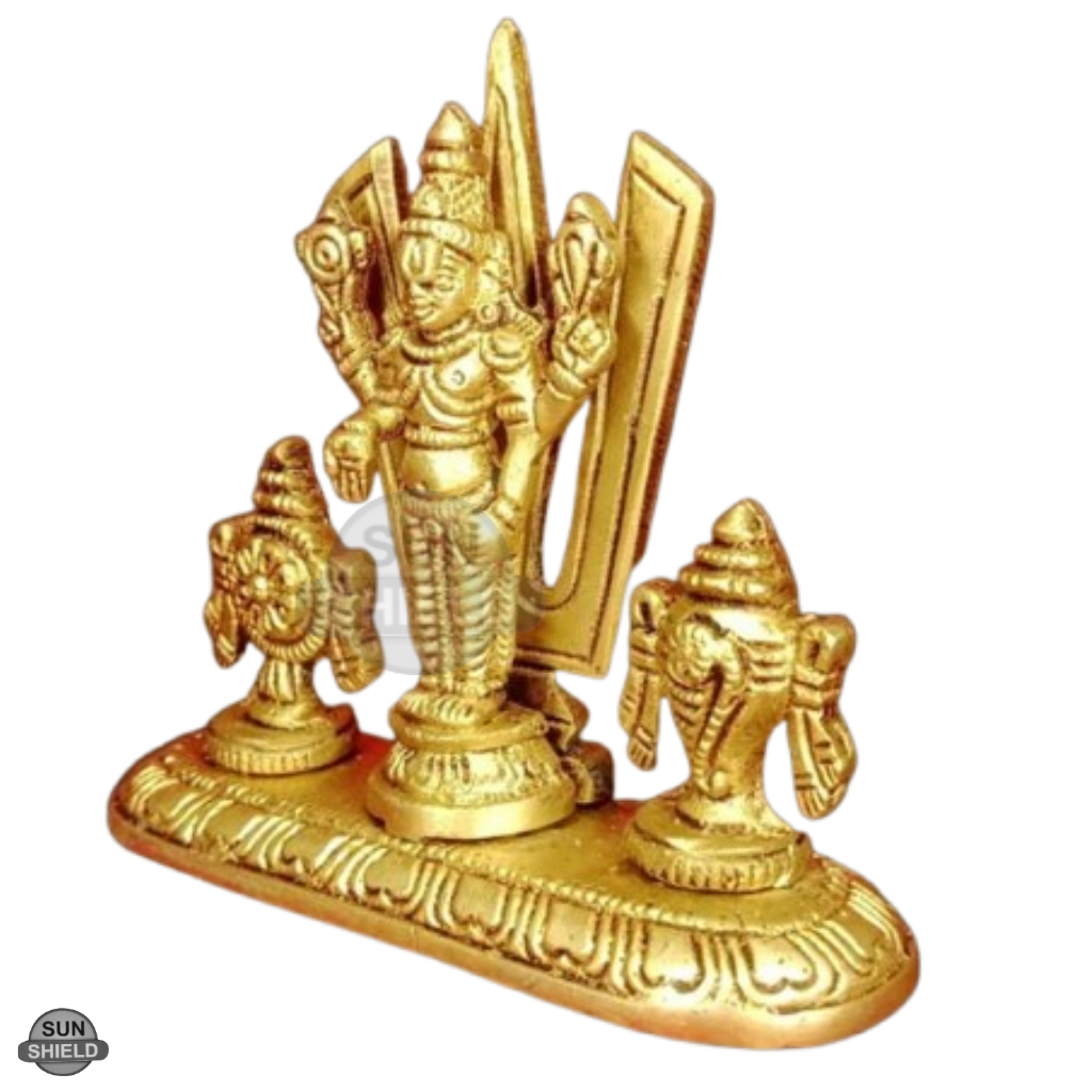 Brass Lord Venkateswara Tirupati Balaji Idol with Shankh Chakra Namam (8.5 cm)