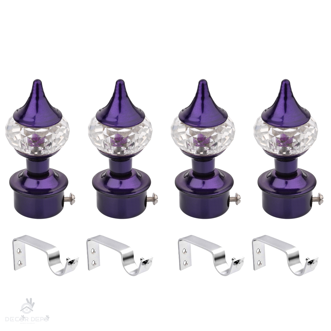 Diamond Ball Crystal Curtain Bracket Purple Finish