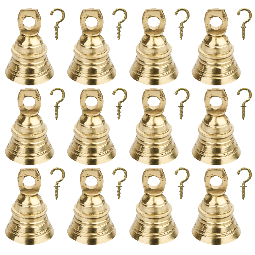 Tanjori Brass Bells for Pooja Room with J Hooks