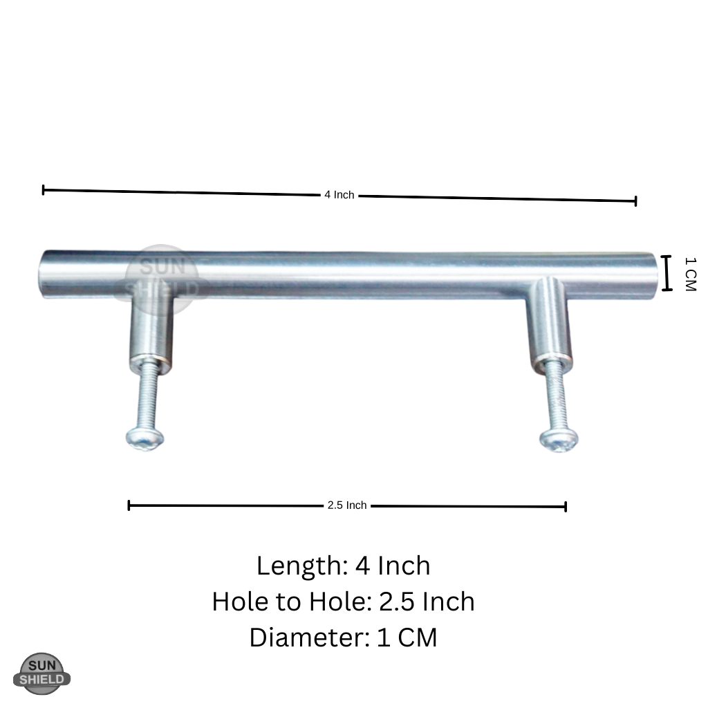4 Inch Steel Drawer Pull Handle, Pipe SS Finish