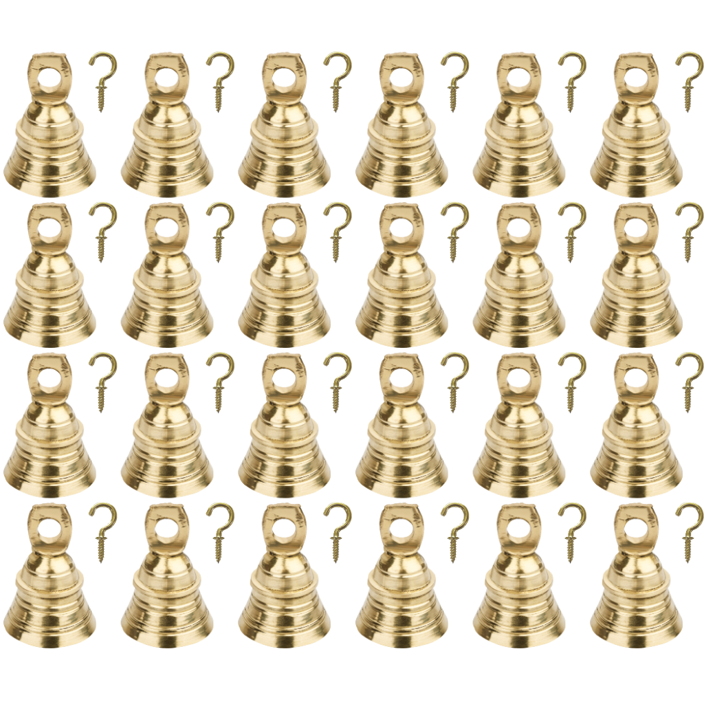 Tanjori Brass Bells for Pooja Room with J Hooks