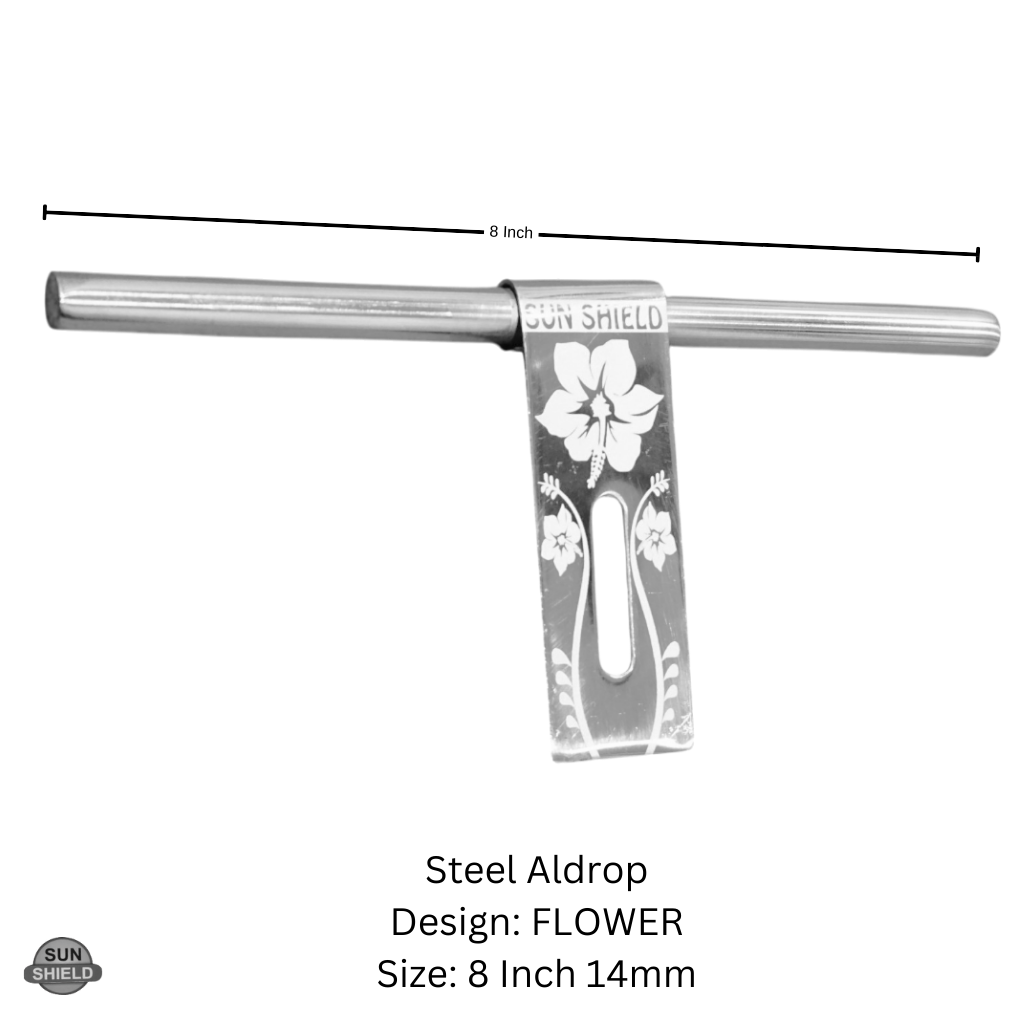 8 Inch 16mm Stainless Steel Aldrop (Door Bolt) - Flower Design, SS Finish