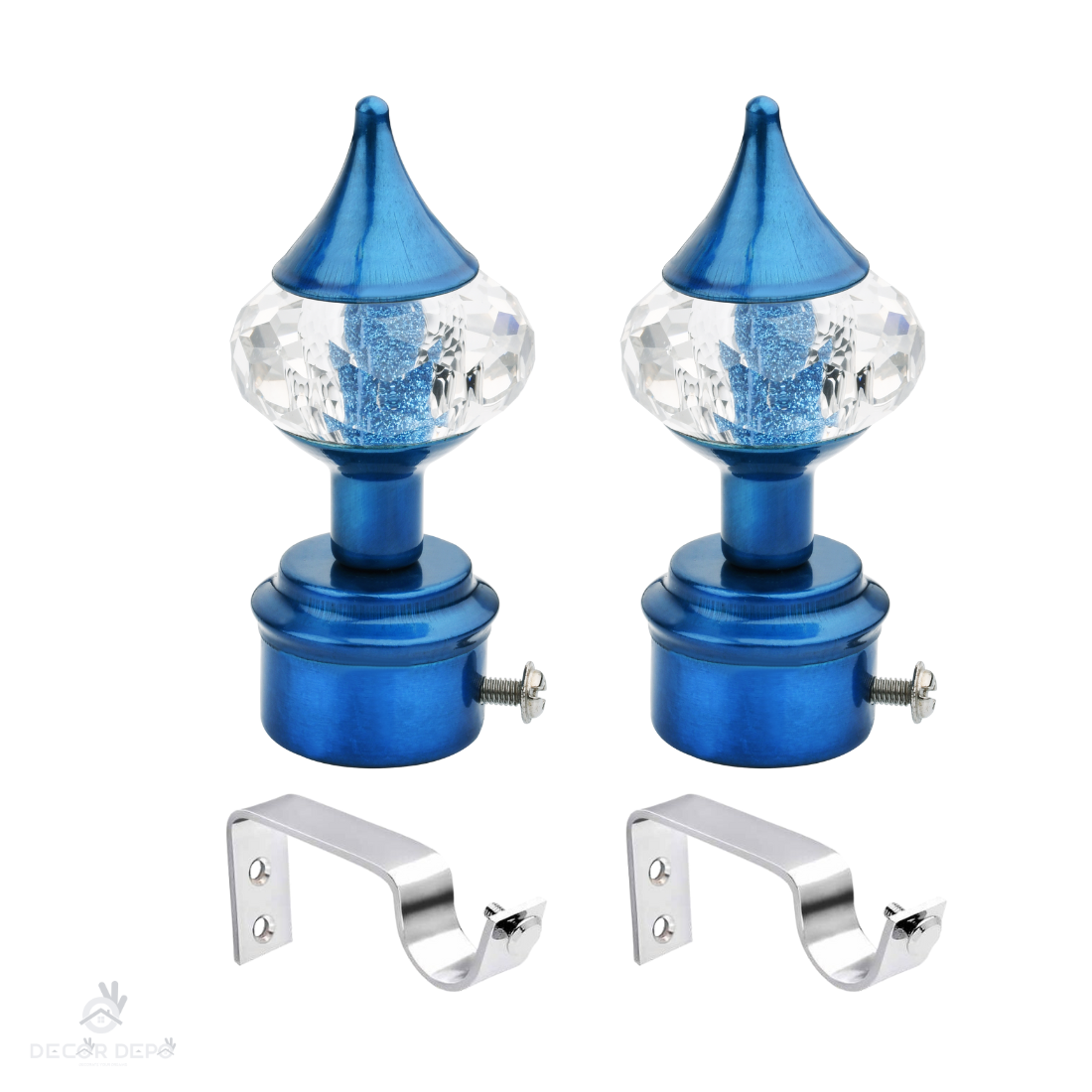 Diamond Ball Crystal Curtain Bracket Sky Blue Finish