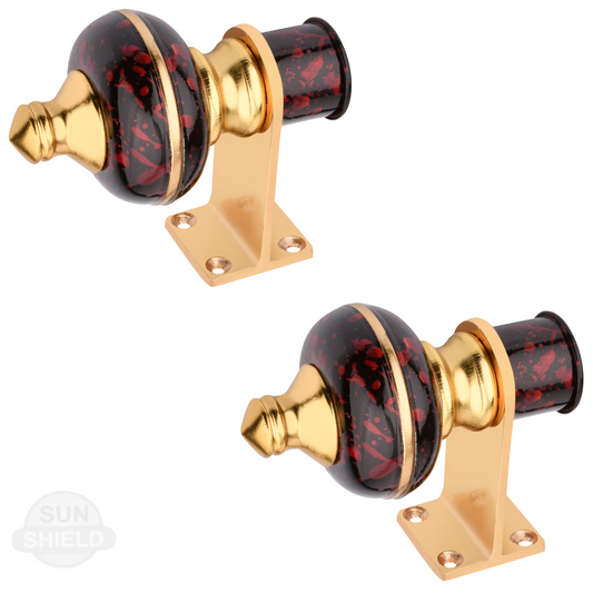Mandir Black Cherry Marble Gold Curtain Bracket 1 inch (25mm)