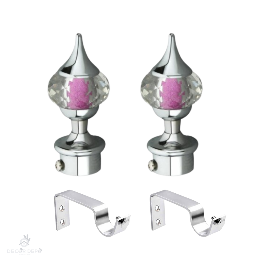 Diamond Ball Crystal Curtain Bracket CP / SS Pink Finish