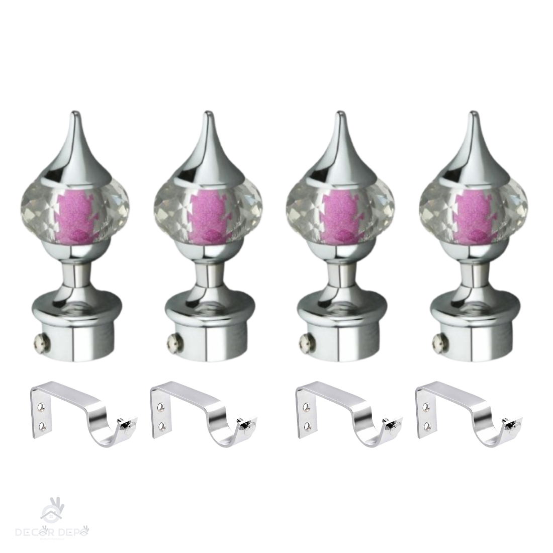 Diamond Ball Crystal Curtain Bracket CP / SS Pink Finish