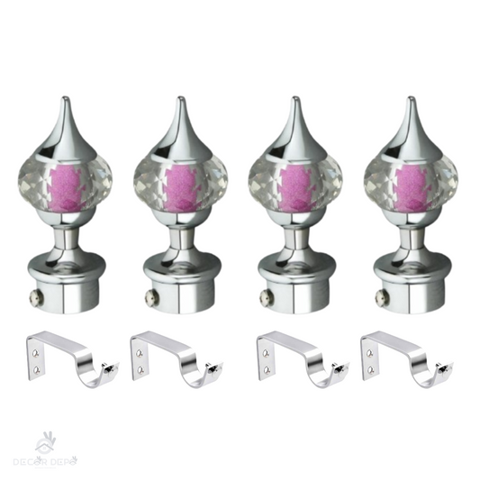 Diamond Ball Crystal Curtain Bracket CP / SS Pink Finish