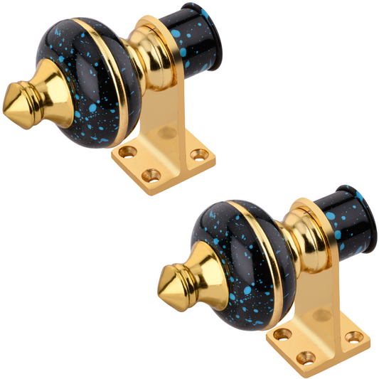 Mandir Black Blue Marble Gold Curtain Bracket 1 inch (25mm)