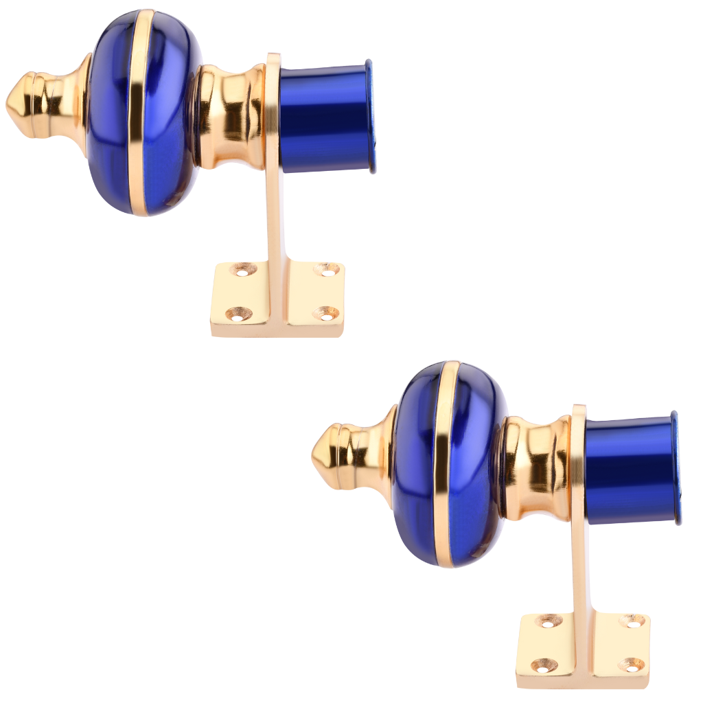 Mandir Blue Gold Curtain Bracket 1 inch (25mm)