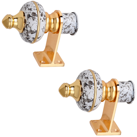 Mandir White Black Marble Gold Curtain Bracket 1 inch (25mm)
