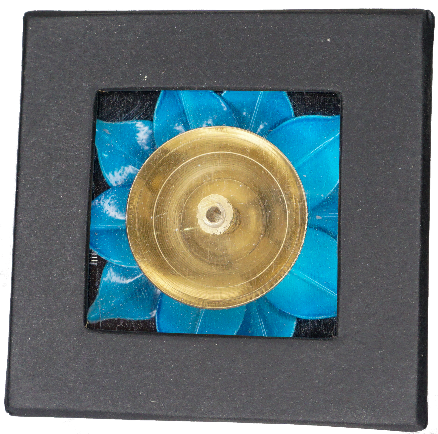 Blue Brass Lotus Diya (3 Inch) - Traditional Pooja Lamp