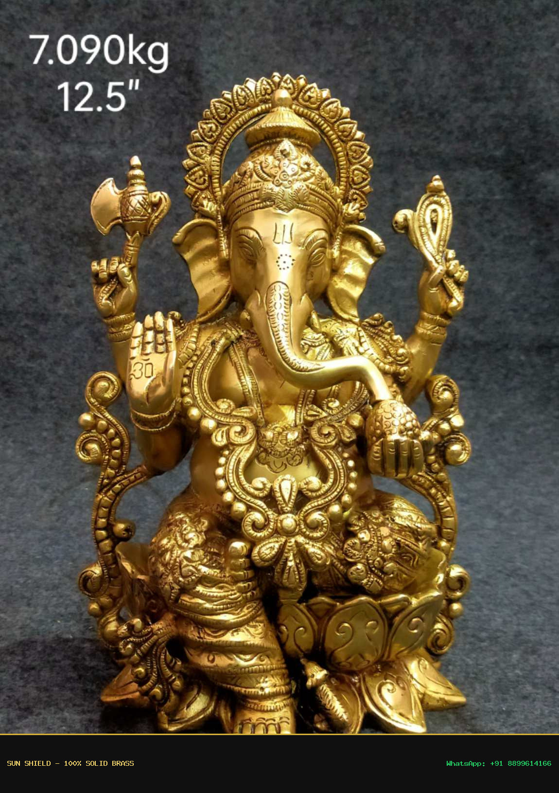 Brass Ganesh BAGN029 - 12.5 Inch, 7.090 kg