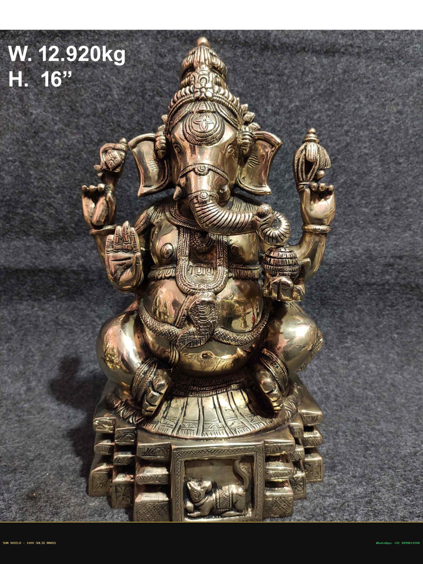 Brass Ganesh BAGN031 - 16 Inch, 12.920 kg