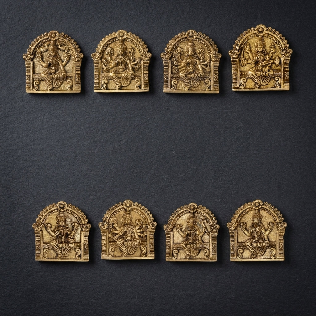 Brass Ashta Lakshmi Wall & Door Hanging Set (8 Pieces) – 6 Inch