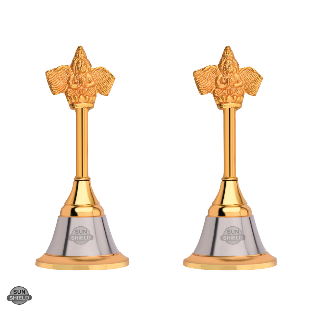 Hand Bell Silver Gold Finish 4 x 1.5 Inch Bell