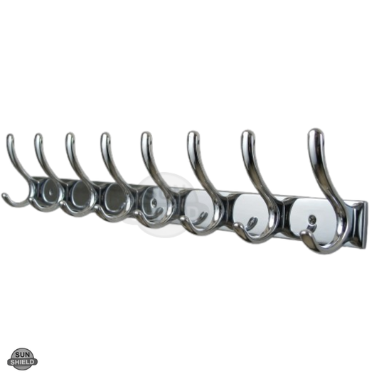 Wall-Mounted Cloth Hanger – Durable Steel Plate with Aluminum Hooks 8 Pin SS Finish