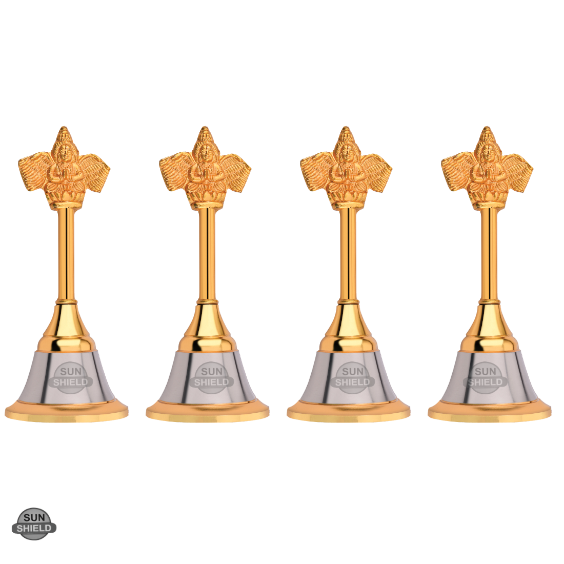 Hand Bell Silver Gold Finish 4 x 1.5 Inch Bell