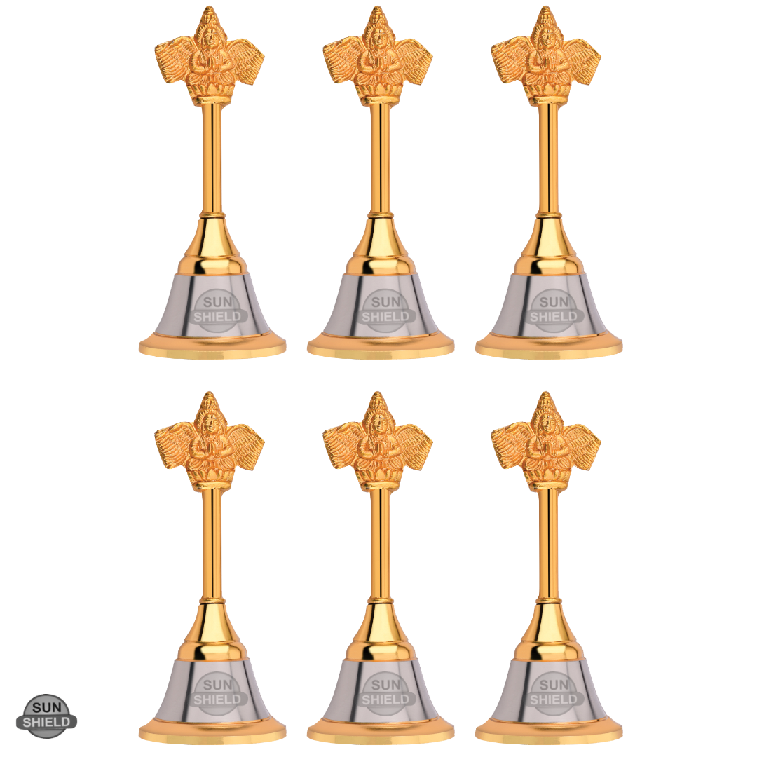 Hand Bell Silver Gold Finish 4 x 1.5 Inch Bell