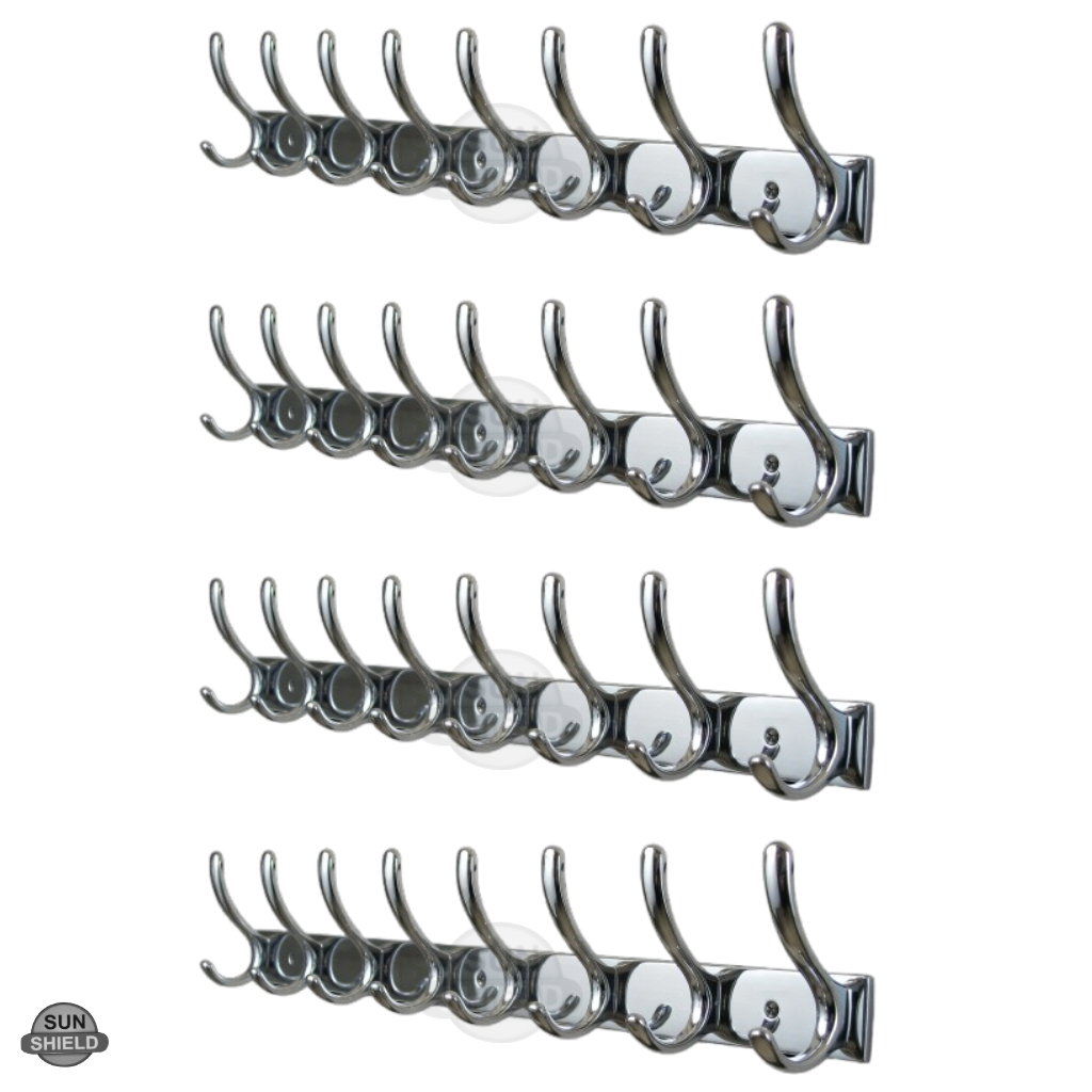 Wall-Mounted Cloth Hanger – Durable Steel Plate with Aluminum Hooks 8 Pin SS Finish