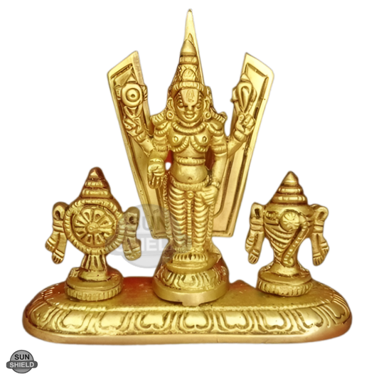 Brass Lord Venkateswara Tirupati Balaji Idol with Shankh Chakra Namam (8.5 cm)