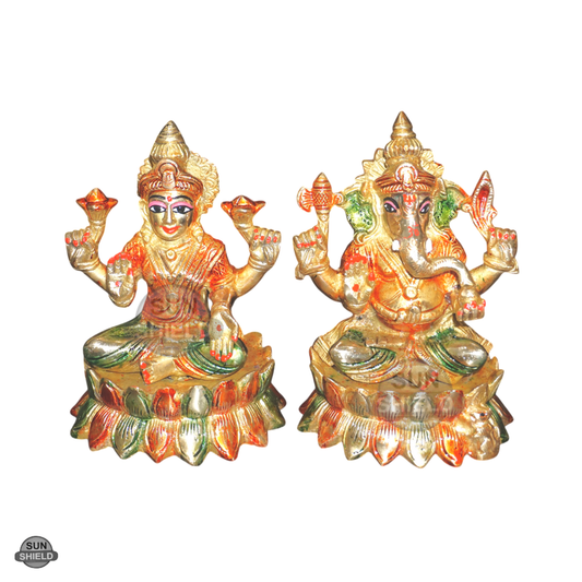 Colored Laxmi Ganesha Idols, 7 Inch Height, 4.4 Kg Weight