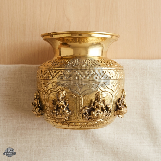 Handcrafted Brass Ashta Lakshmi Kalash (Lota) - 5 Inches