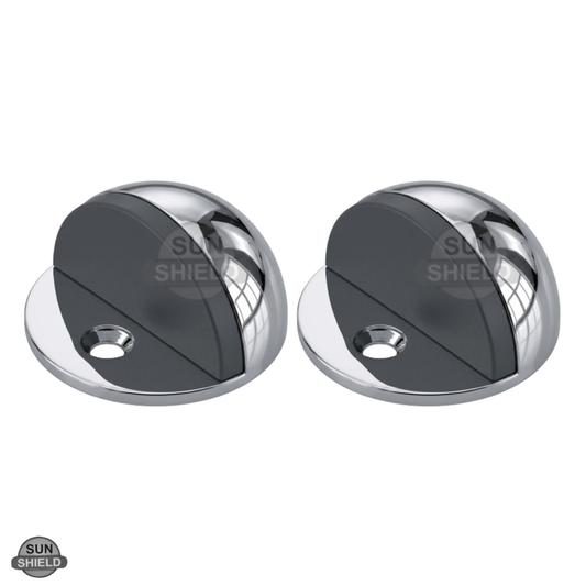 Aluminium Half Moon Door Stopper – Floor Mounted, Polished Chrome Finish