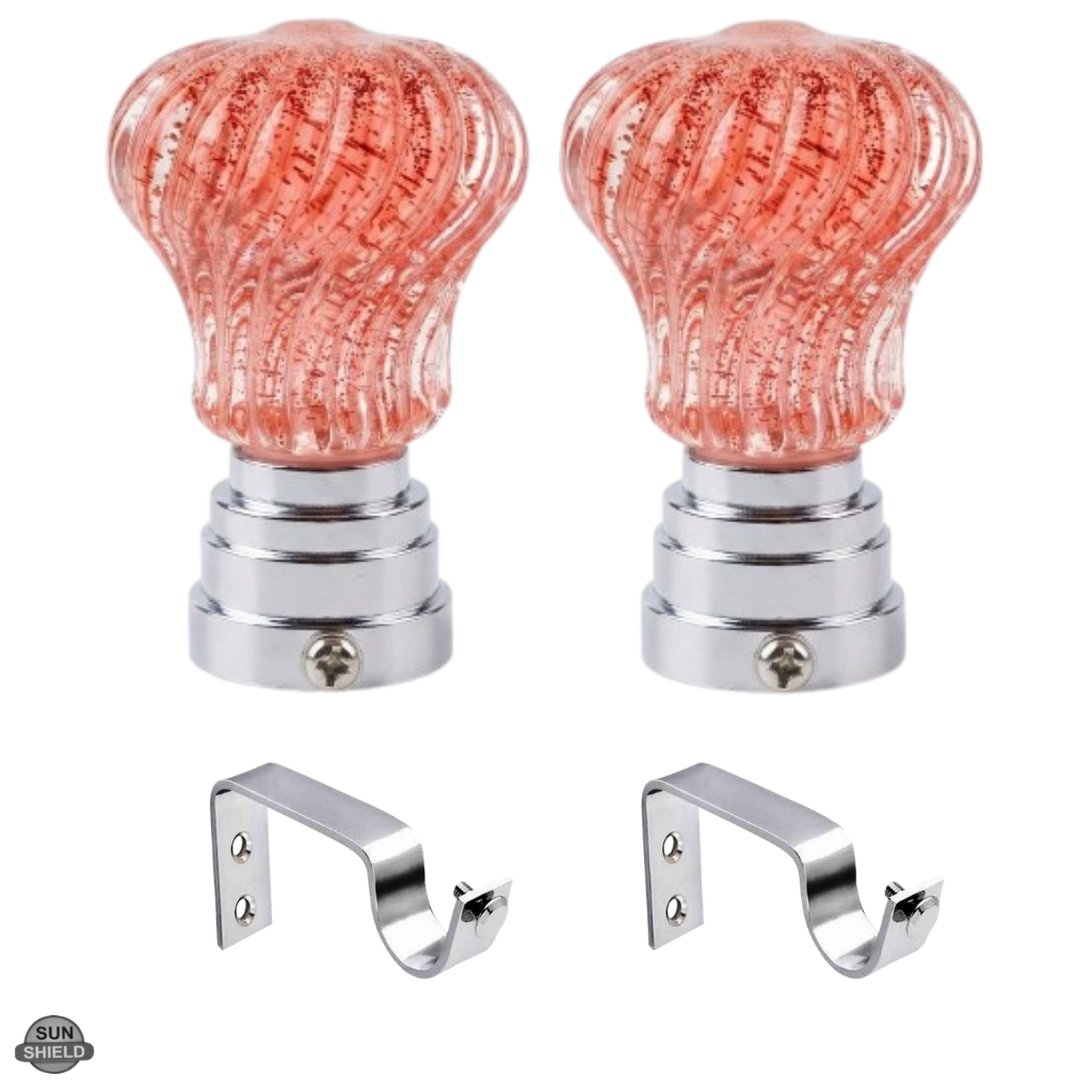 Coral Swirl Glass Finials - Peach