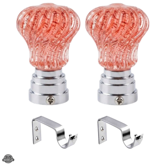 Coral Swirl Glass Finials - Peach