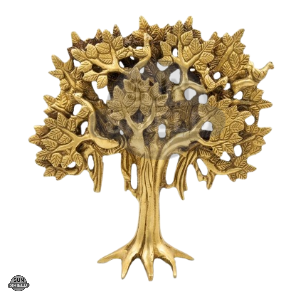 Tree of Life Banyan Fig Tree Brass Showpiece Statue Figure, 7 Inch