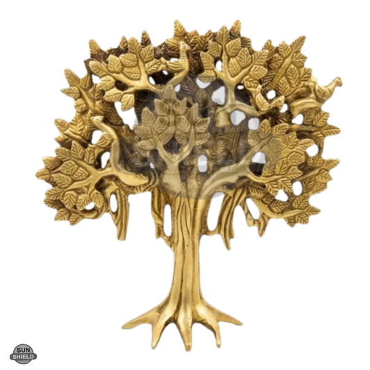 Tree of Life Banyan Fig Tree Brass Showpiece Statue Figure, 8 Inch