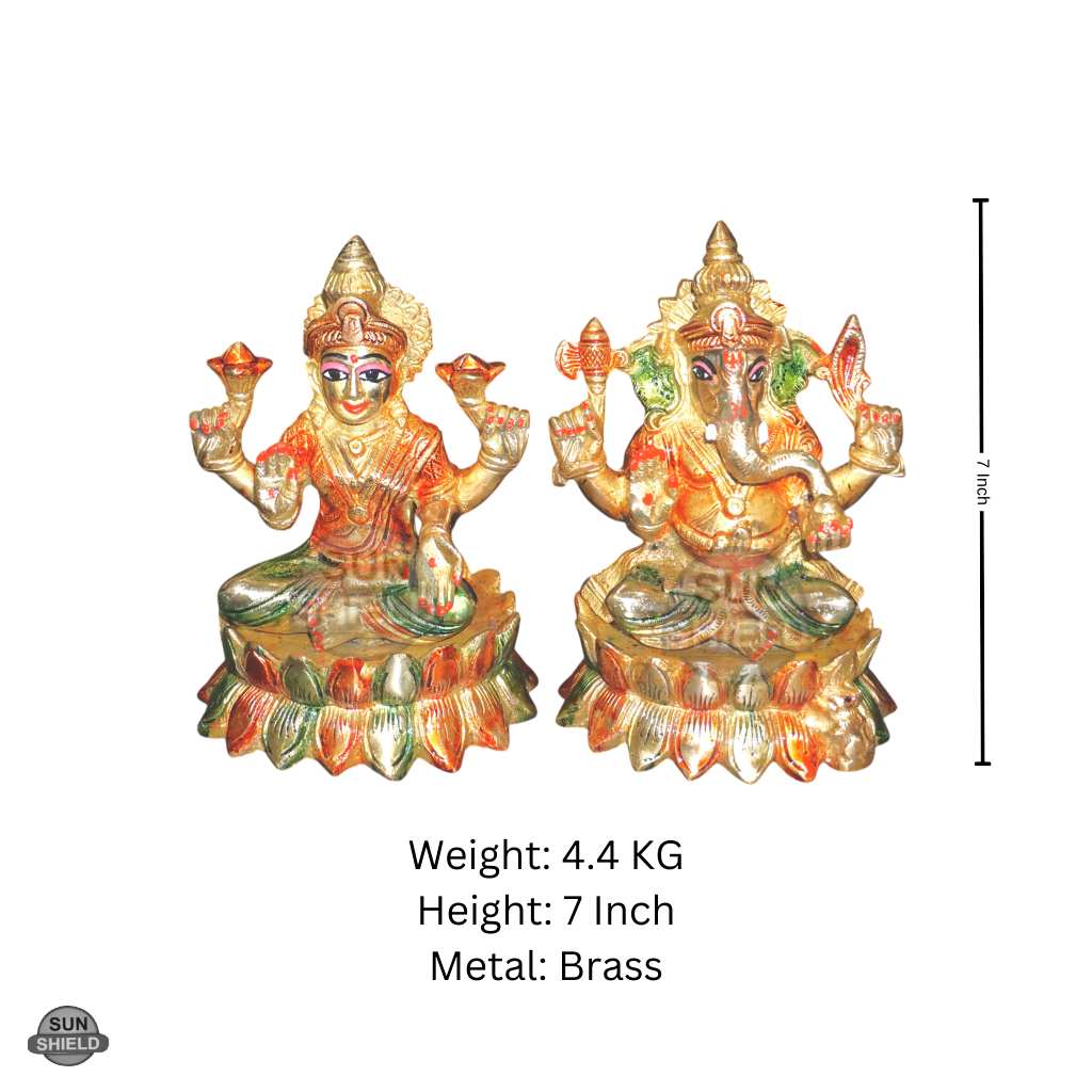 Colored Laxmi Ganesha Idols, 7 Inch Height, 4.4 Kg Weight