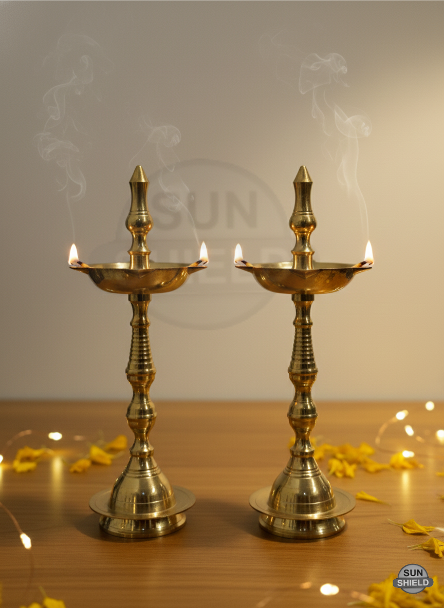 10 Inches Brass Kuthu Vilakku Deepam Lamp