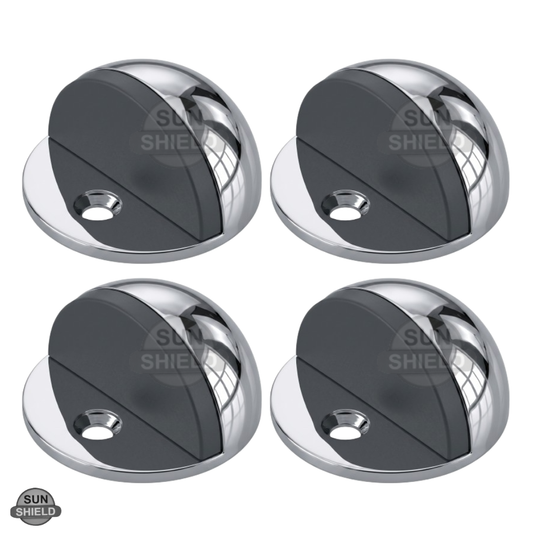 Aluminium Half Moon Door Stopper – Floor Mounted, Polished Chrome Finish