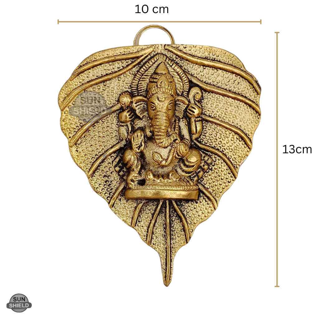 Ganesha On Leaf Wall Hanging Sculpture Small