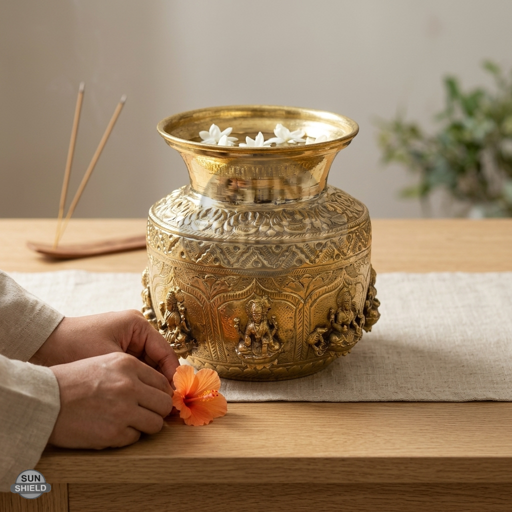 Handcrafted Brass Ashta Lakshmi Kalash (Lota) - 5 Inches