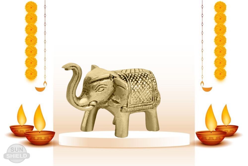 Elephant Brass Idol Antique Gold Finish (Height 1.5 inch)