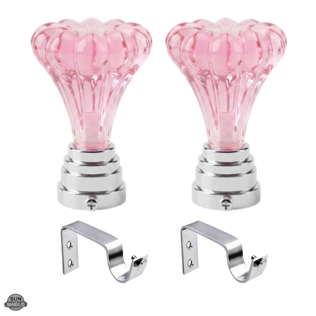 Turquoise Crystal Fluted Finials - Pink