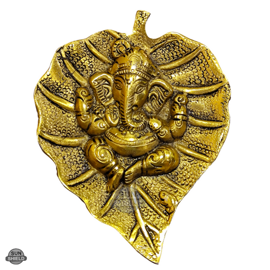 Big Ganesha On Leaf Wall Hanging Sculpture