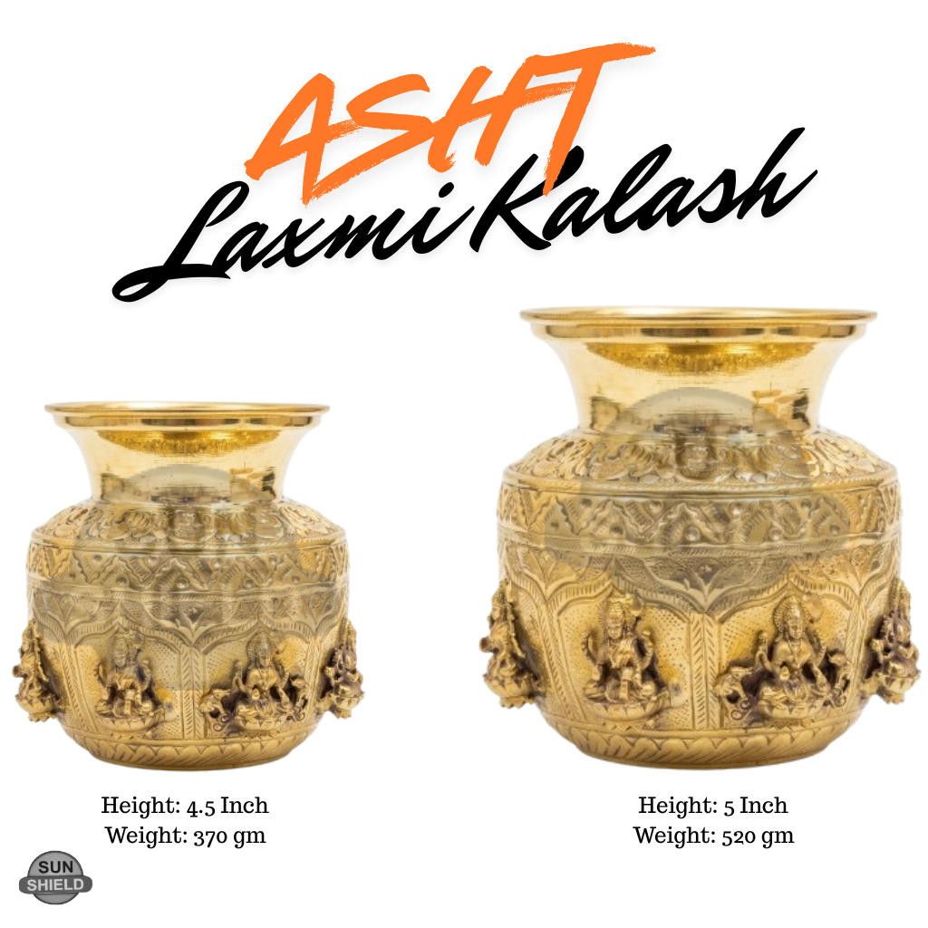 Handcrafted Brass Ashta Lakshmi Kalash (Lota) - 5 Inches
