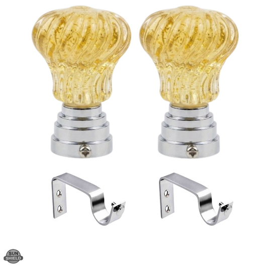 Coral Swirl Glass Finials - Yellow