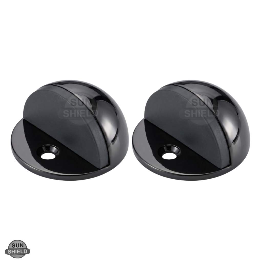 Aluminium Half Moon Door Stopper – Floor Mounted, Polished Black Finish